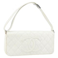 Chanel Vintage Timeless Cc Adjustable Shoulder Bag Quilted Calfskin White Leather Shoulder Bag Bag (Pre-Owned)