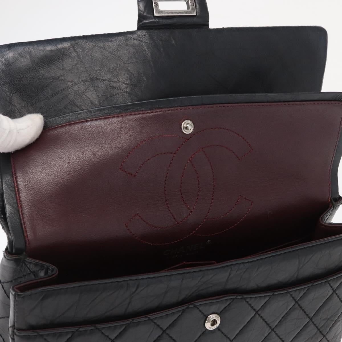 Chanel Reissue 2.55 Flap Bag Quilted Aged Calfskin Black Leather Shoulder Bag Bag (Pre-Owned)