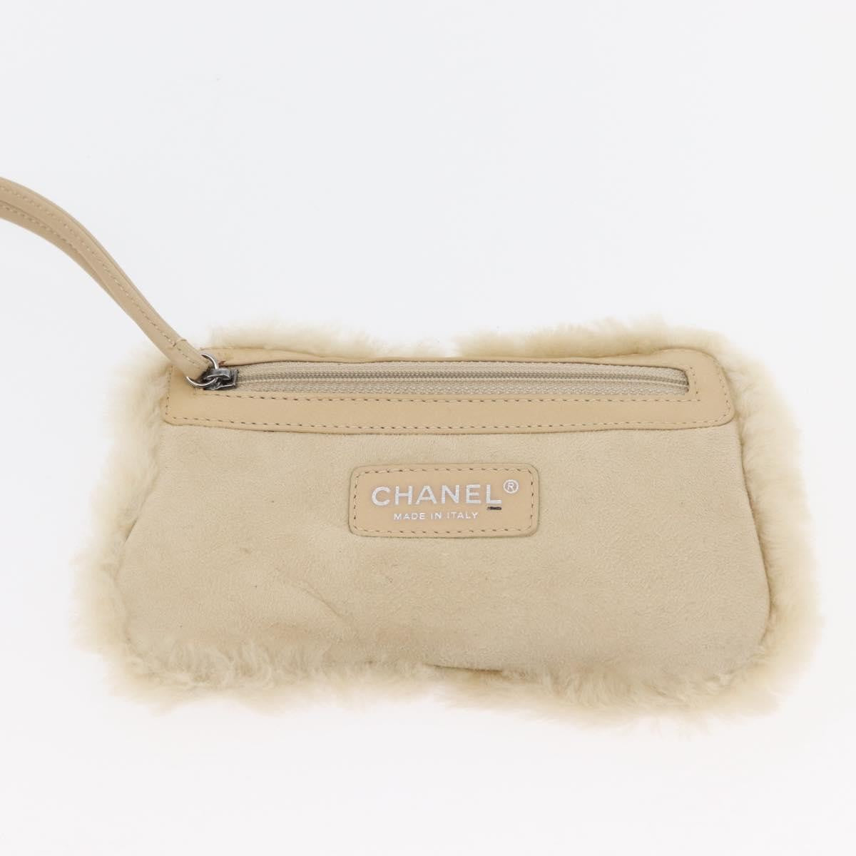 Chanel Vintage Embroidered Cc Chain Tote Quilted Suede And Shearling Silver Canvas Tote Bag Bag (Pre-Owned)
