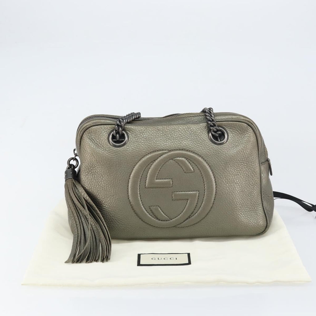 Gucci Soho Chain Zip Shoulder Bag Leather Gold Leather Shoulder Bag Bag (Pre-Owned)