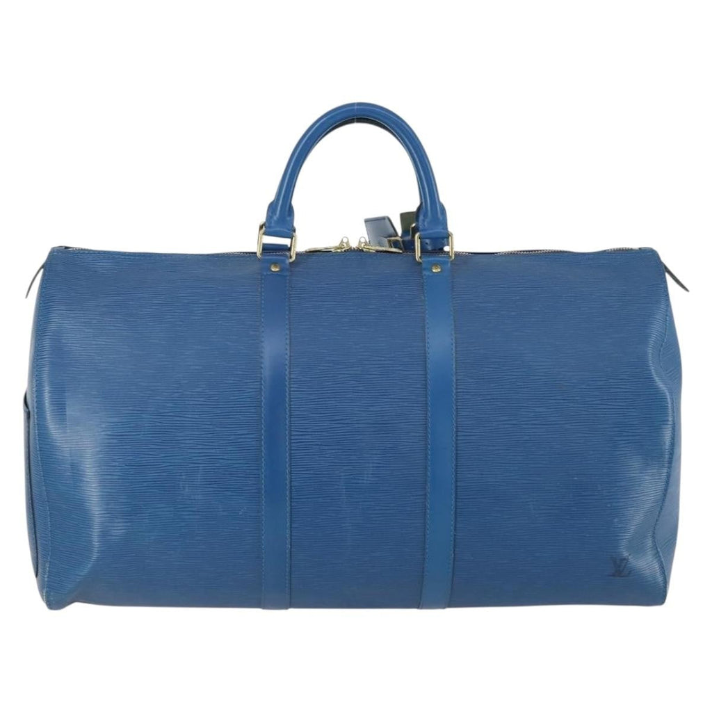 Louis Vuitton Keepall Bag Epi Leather Blue Leather Travel Bag Bag (Pre-Owned)