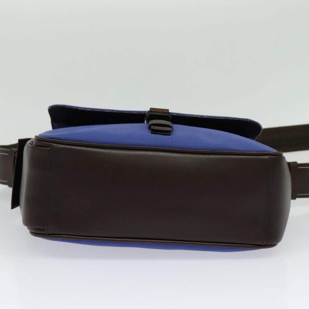 Prada Impunturato Buckle Flap Messenger Bag Canvas Blue Canvas Shoulder Bag Bag (Pre-Owned)