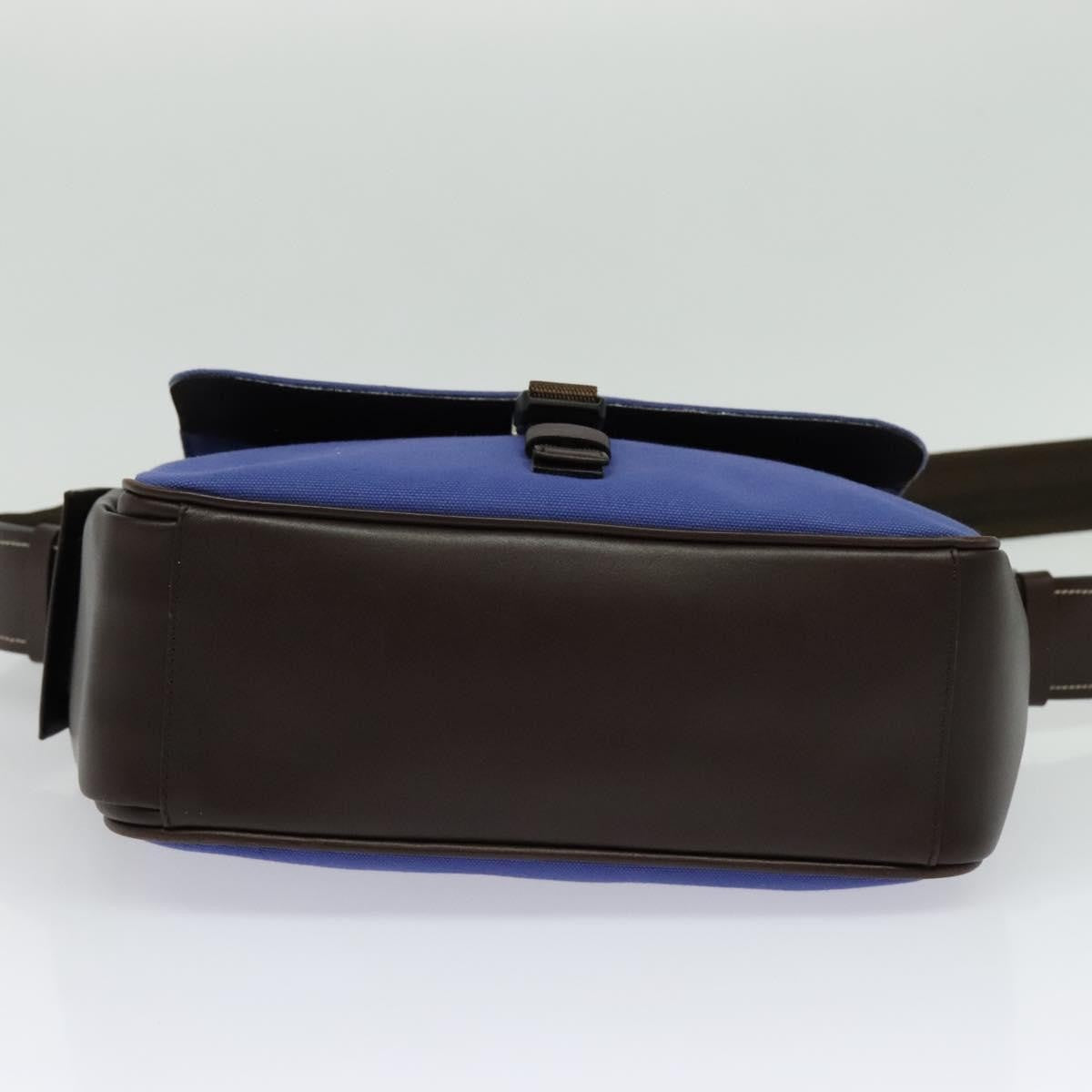 Prada Impunturato Buckle Flap Messenger Bag Canvas Blue Canvas Shoulder Bag Bag (Pre-Owned)