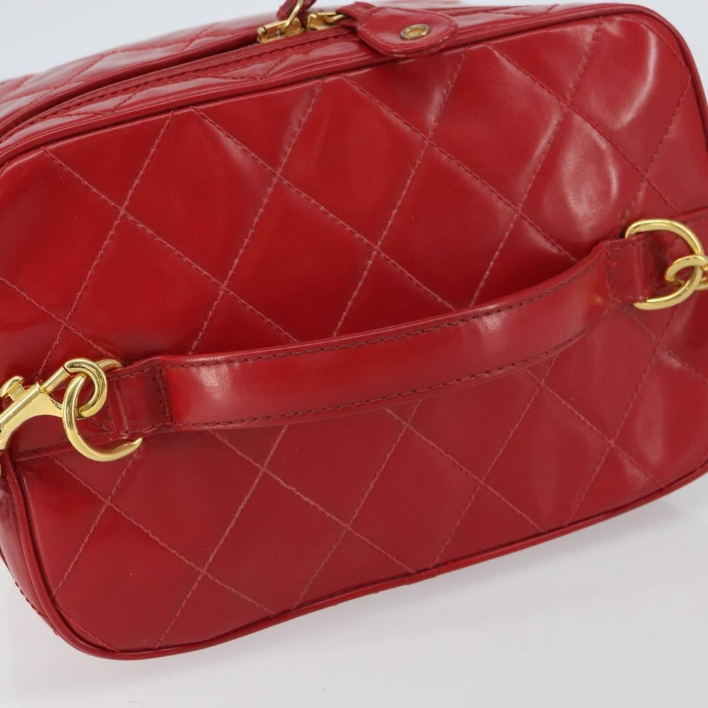 Chanel Vintage Vanity Case Patent Red Patent_Leather Handbag (Pre-Owned)