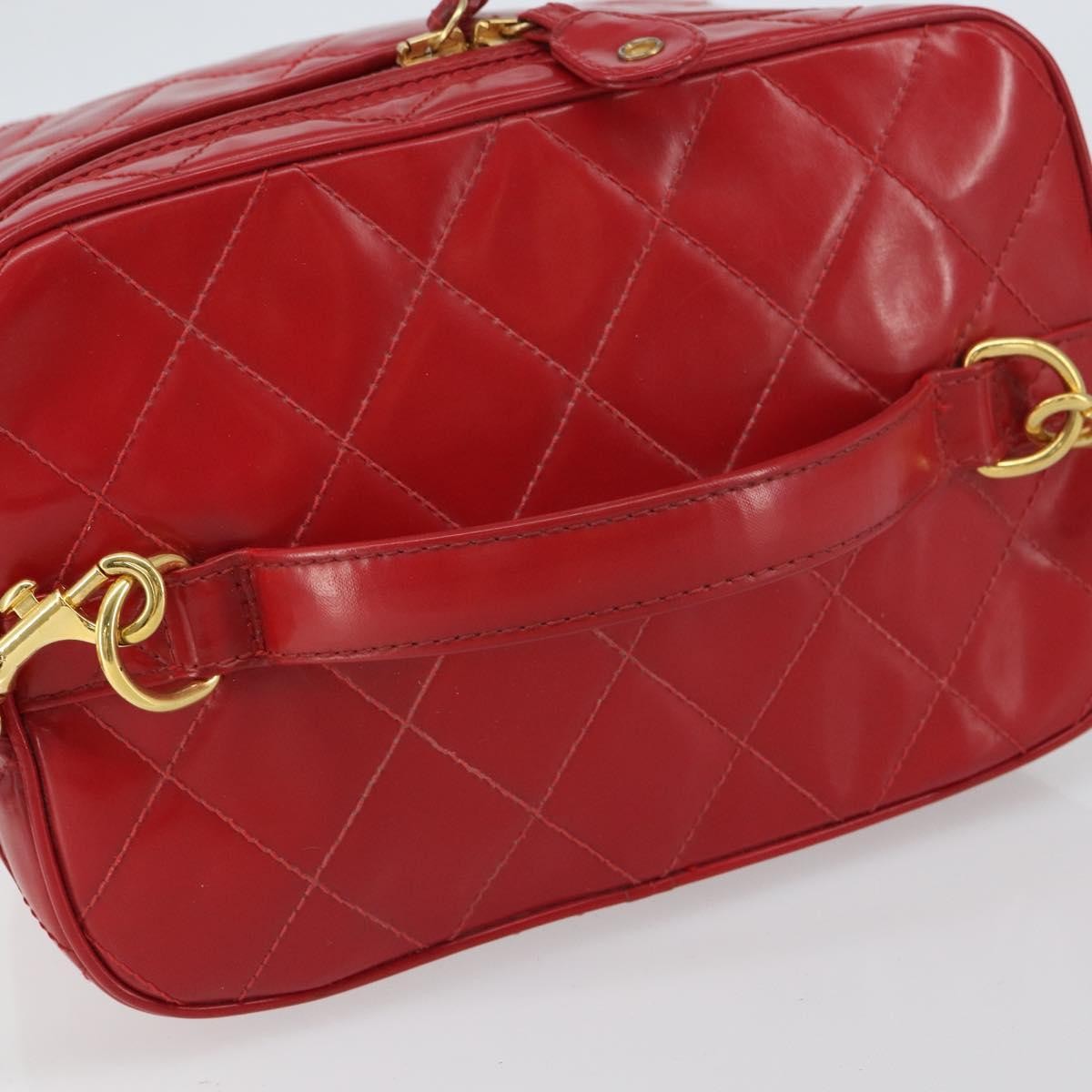 Chanel Vintage Vanity Case Patent Red Patent_Leather Handbag (Pre-Owned)