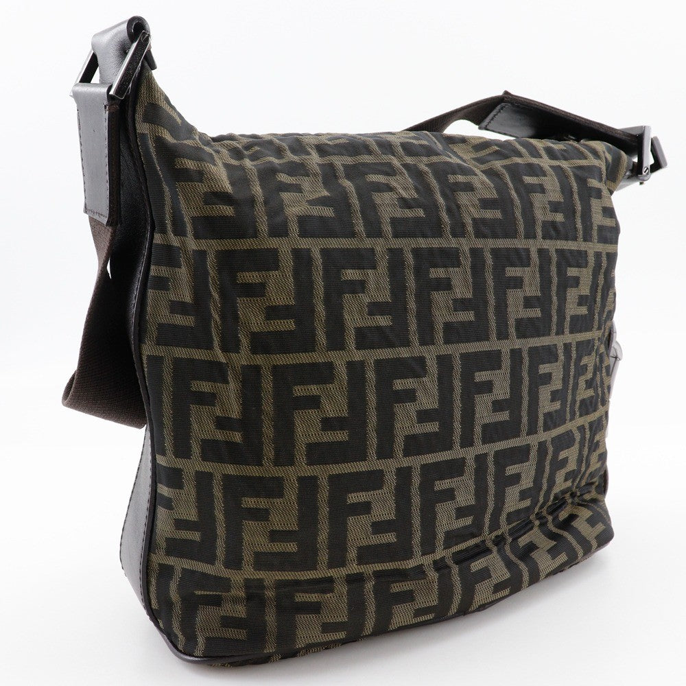 Fendi Logo Zucca Shoulder Bag Zucca Brown Canvas Shoulder Bag Bag (Pre-Owned)