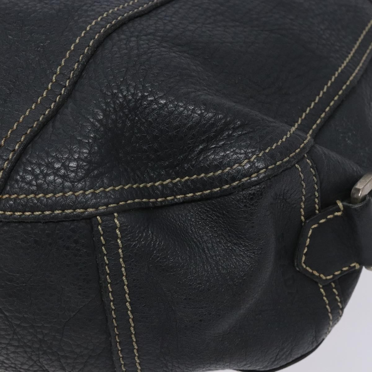 Prada Vintage Shoulder Bag Leather Navy Leather Shoulder Bag Bag (Pre-Owned)