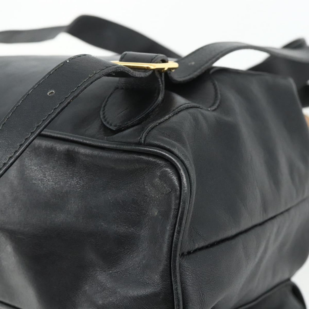 Gucci Vintage Bamboo Backpack Leather Black Leather Backpack Bag (Pre-Owned)