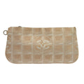 Chanel Travel Line Zip Pouch Nylon Beige Nylon Clutche & Pouche Bag (Pre-Owned)