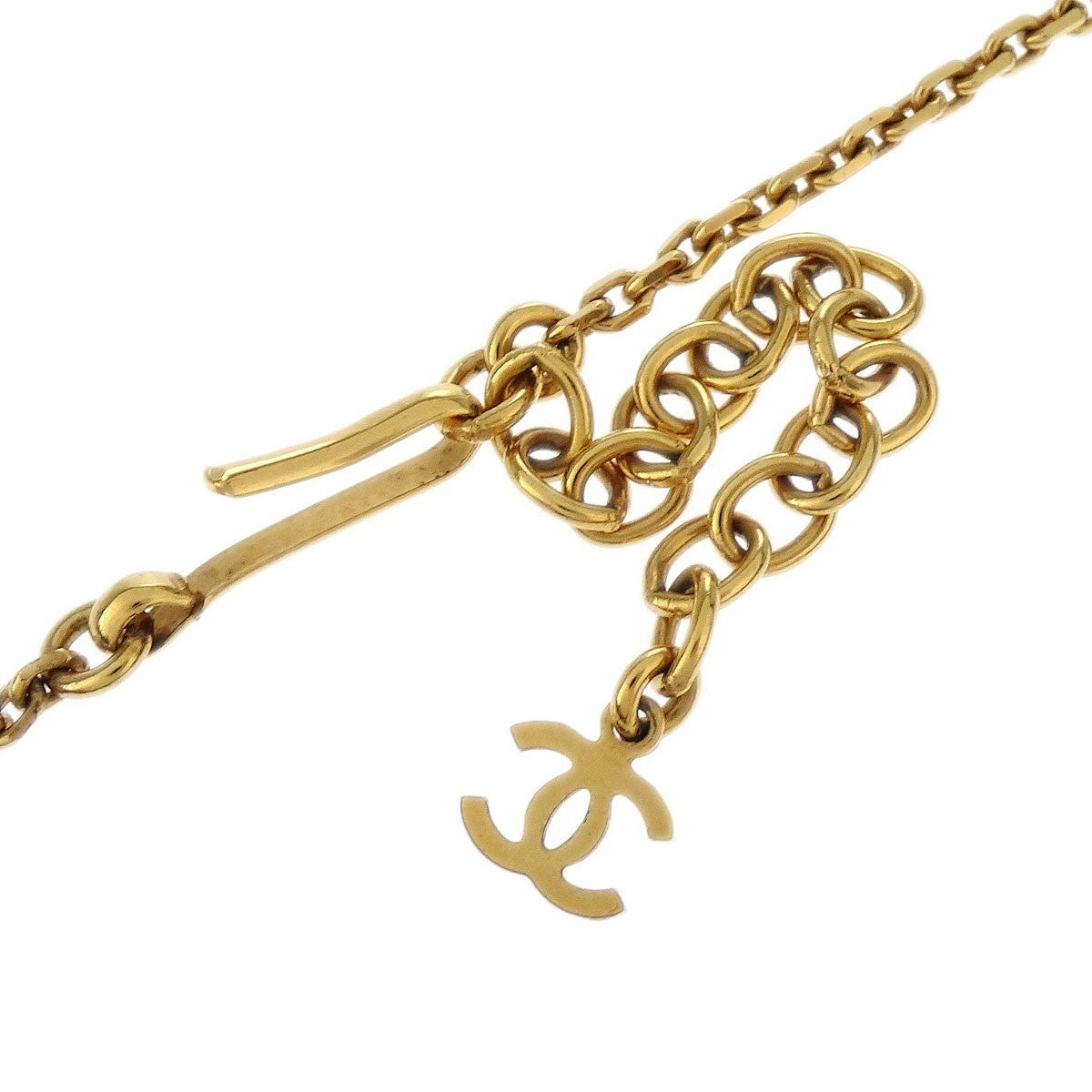 Chanel Vintage Cc Rectangular Pendant Necklace Metal And Resin Gold Gold_Plated Necklace Jewelry (Pre-Owned)