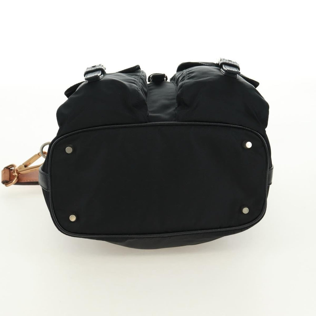 Prada Double Pocket Drawstring Shoulder Bag Tessuto Black Nylon Shoulder Bag Bag (Pre-Owned)