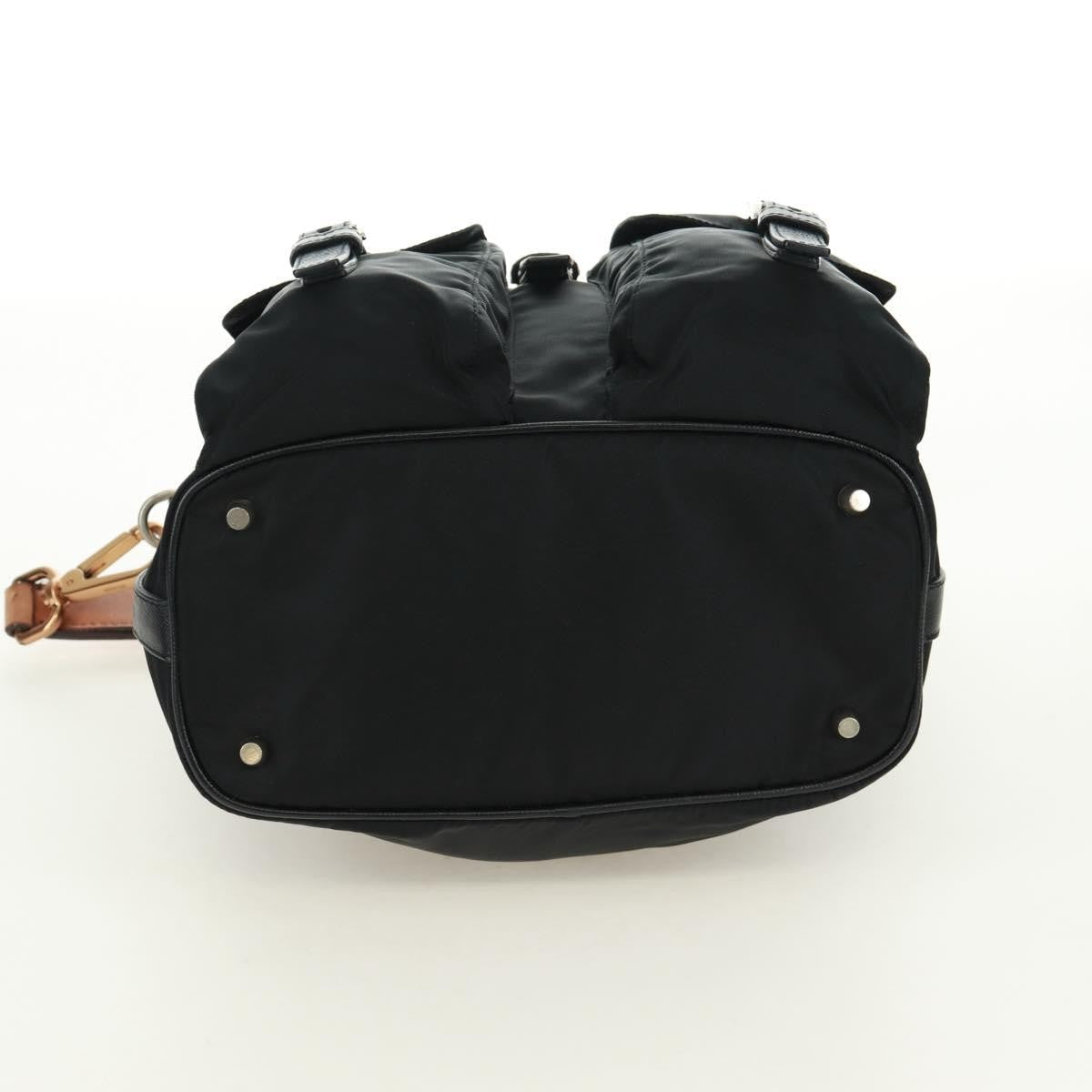 Prada Double Pocket Drawstring Shoulder Bag Tessuto Black Nylon Shoulder Bag Bag (Pre-Owned)