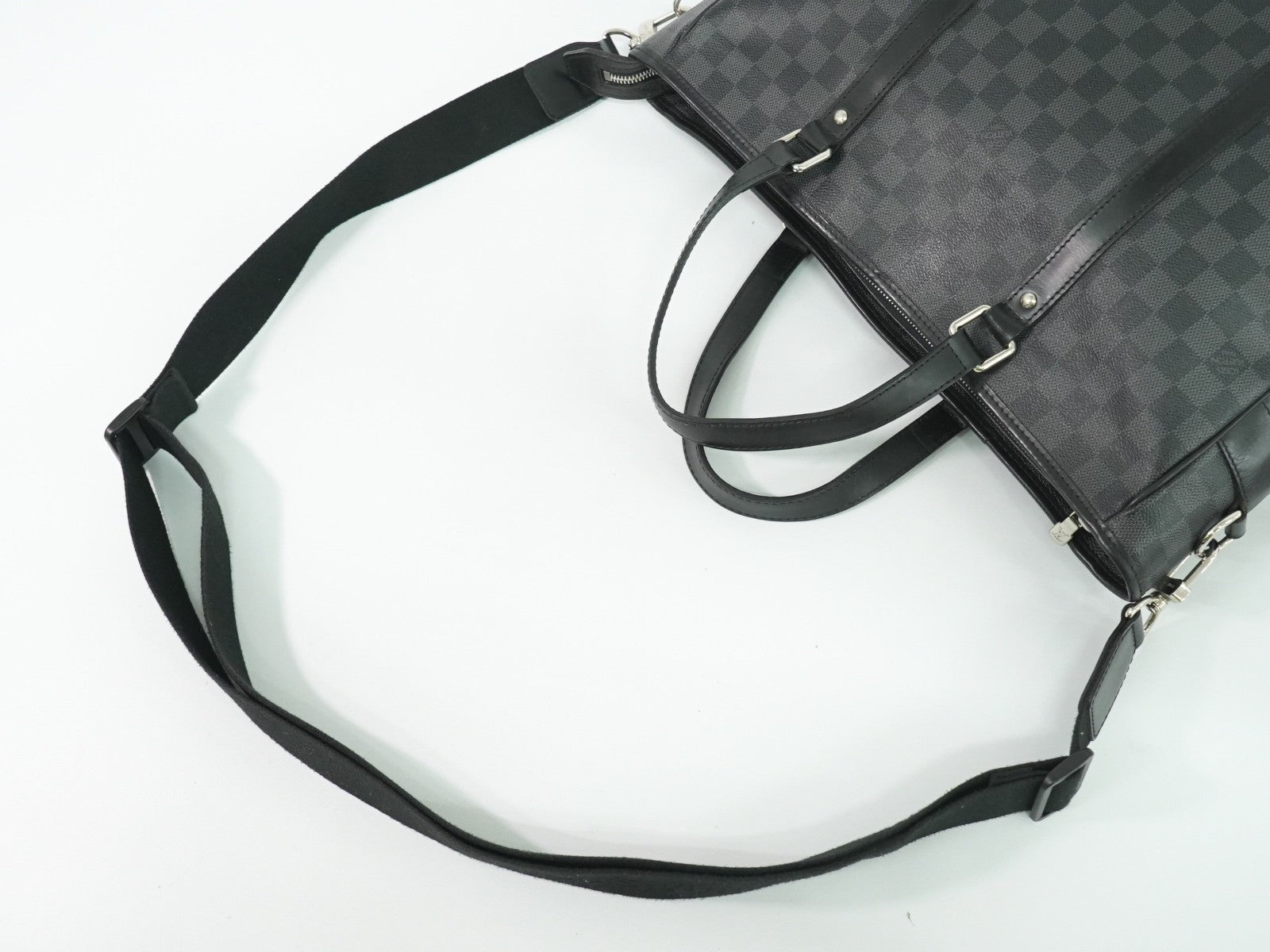 Louis Vuitton Tadao Handbag Damier Graphite Black Canvas Tote Bag Bag (Pre-Owned)