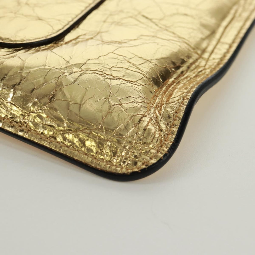 Chanel Feminine Pouch Crinkled Leather Gold Leather Clutche & Pouche Bag (Pre-Owned)