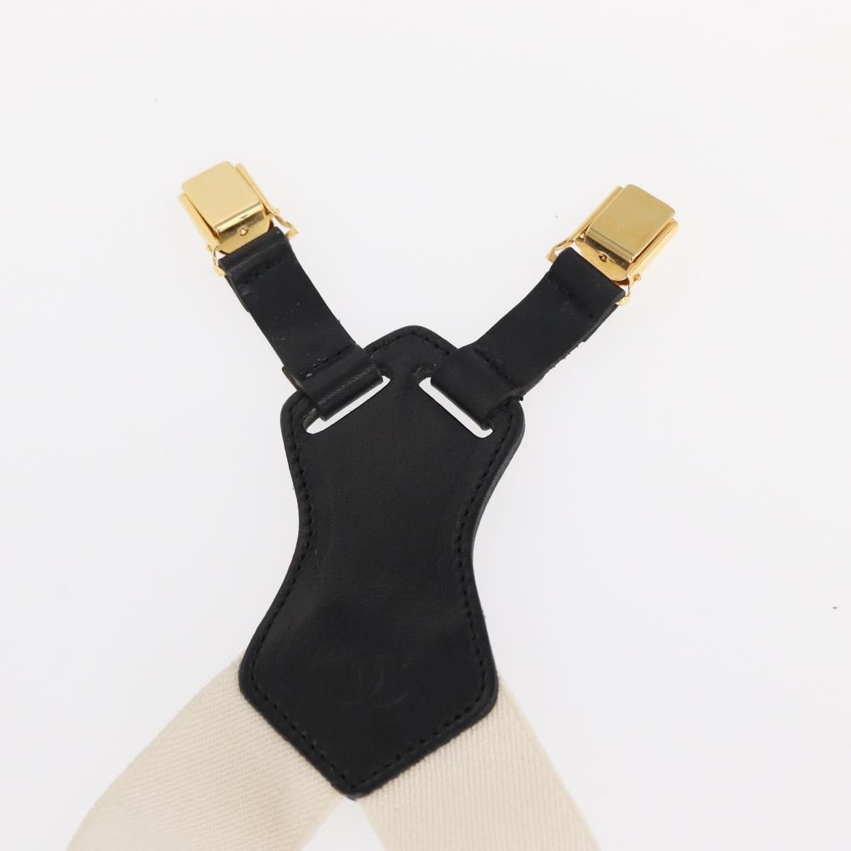 Chanel Logo Suspenders Canvas White Canvas Belts Accessory (Pre-Owned)