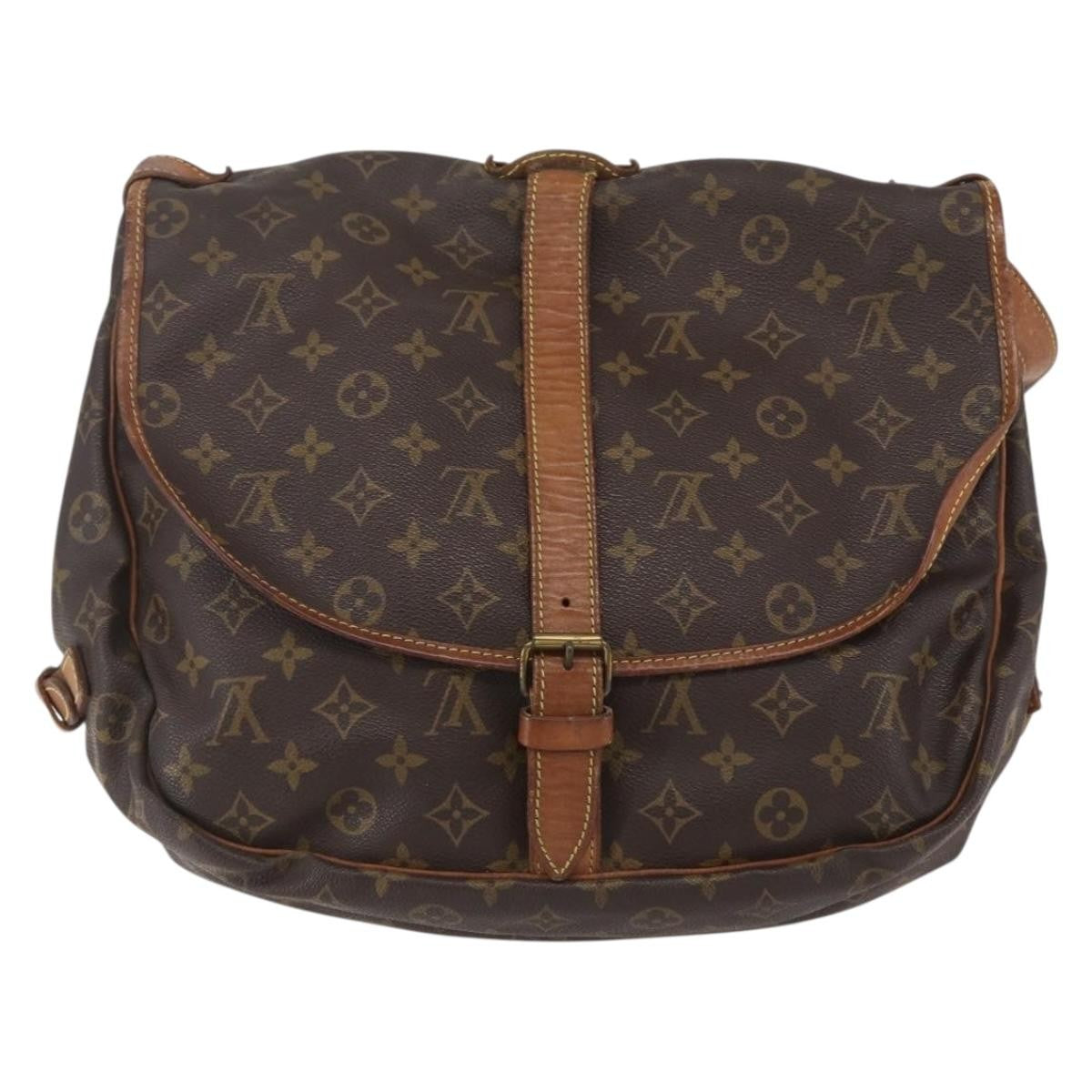 Louis Vuitton Saumur Handbag Monogram Canvas Brown Canvas Shoulder Bag Bag (Pre-Owned)