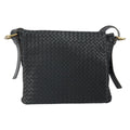 Bottega Veneta Square Flap Messenger Bag Intrecciato Nappa Black Leather Shoulder Bag Bag (Pre-Owned)