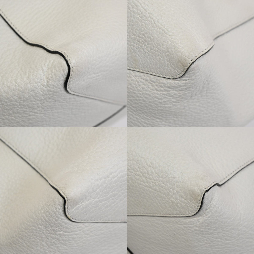 Prada Vintage Tote Leather White Leather Tote Bag Bag (Pre-Owned)