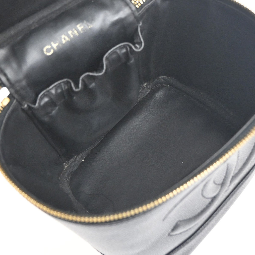 Chanel Vintage Timeless Cosmetic Case Caviar Black Leather Handbag (Pre-Owned)