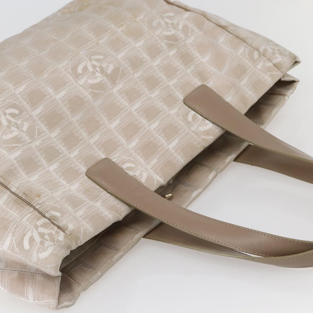 Chanel Travel Line Tote Nylon Beige Nylon Bag (Pre-Owned)