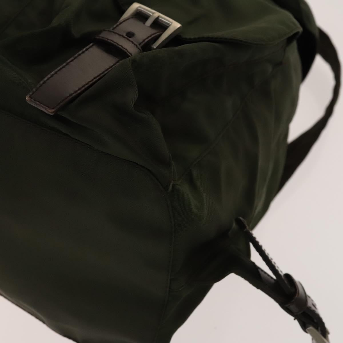 Prada Vela Double Front Pocket Backpack Tessuto With Saffiano Leather Khaki Nylon Backpack Bag (Pre-Owned)