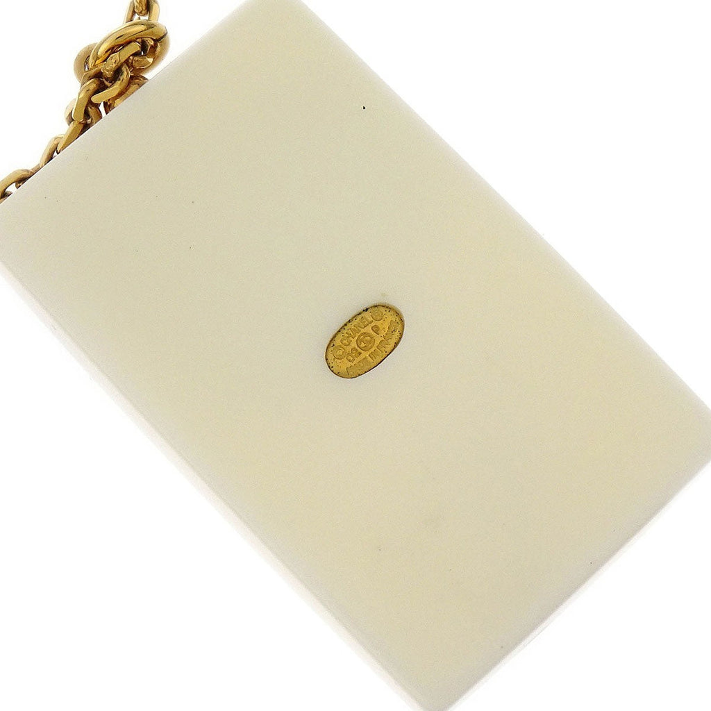 Chanel Vintage Cc Rectangular Pendant Necklace Metal And Resin Gold Gold_Plated Necklace Jewelry (Pre-Owned)