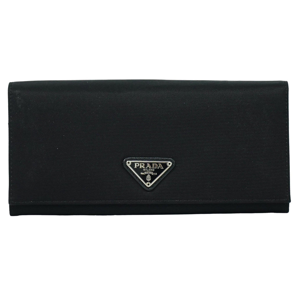 Prada Continental Wallet Tessuto Black Nylon Wallets Accessory (Pre-Owned)