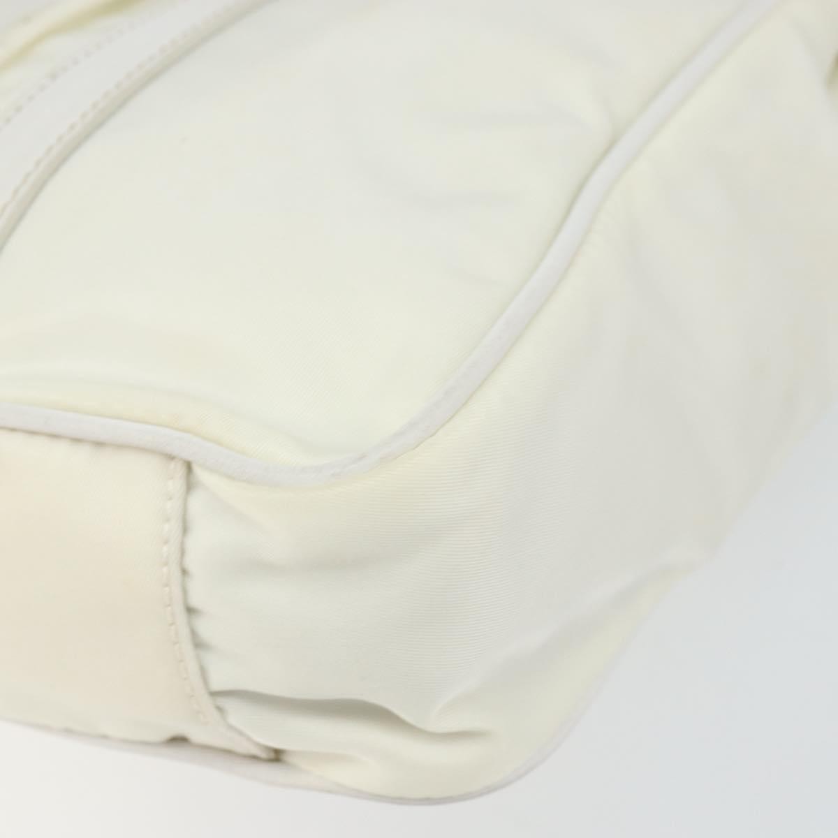 Prada Vintage Tote Tessuto With Leather White Nylon Tote Bag Bag (Pre-Owned)