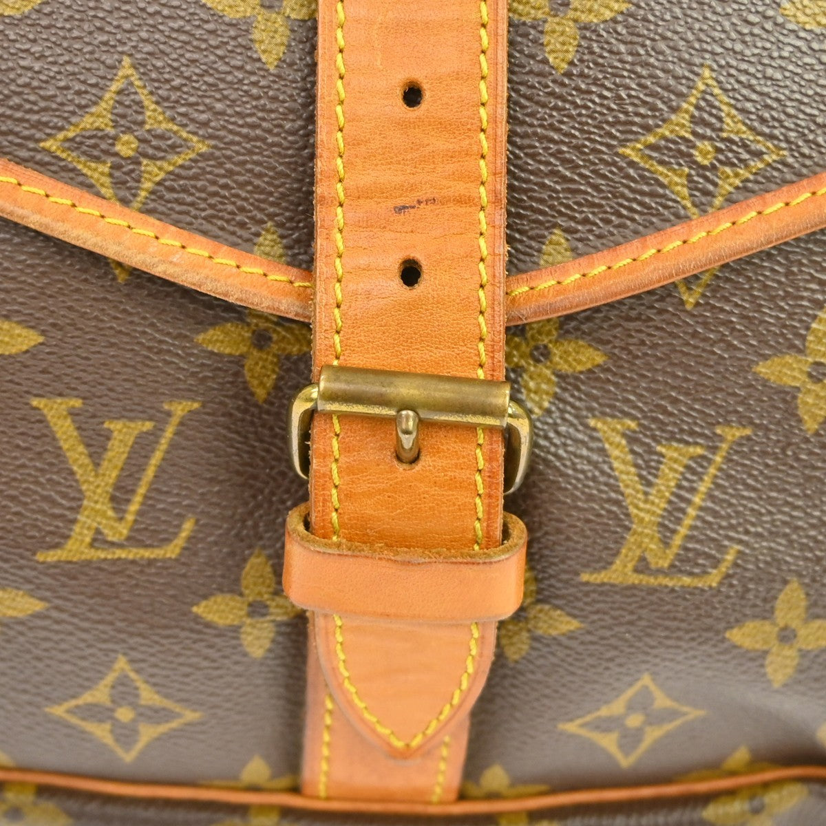 Louis Vuitton Saumur Handbag Monogram Canvas Brown Canvas Shoulder Bag Bag (Pre-Owned)