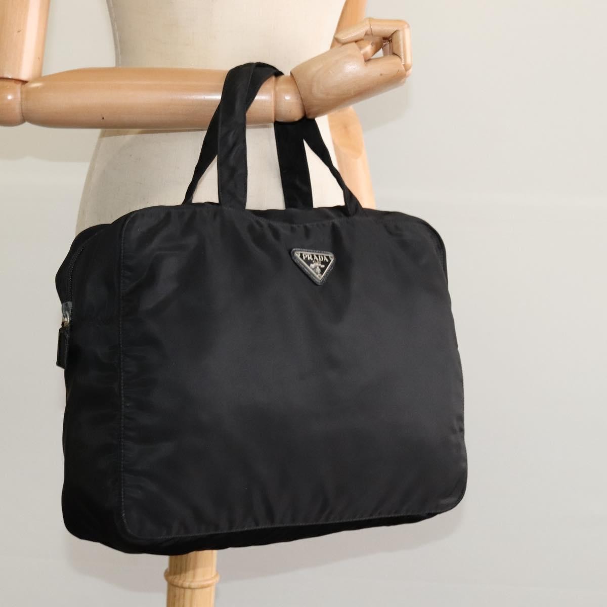 Prada Vintage Handbag Tessuto Black Nylon Handbag (Pre-Owned)
