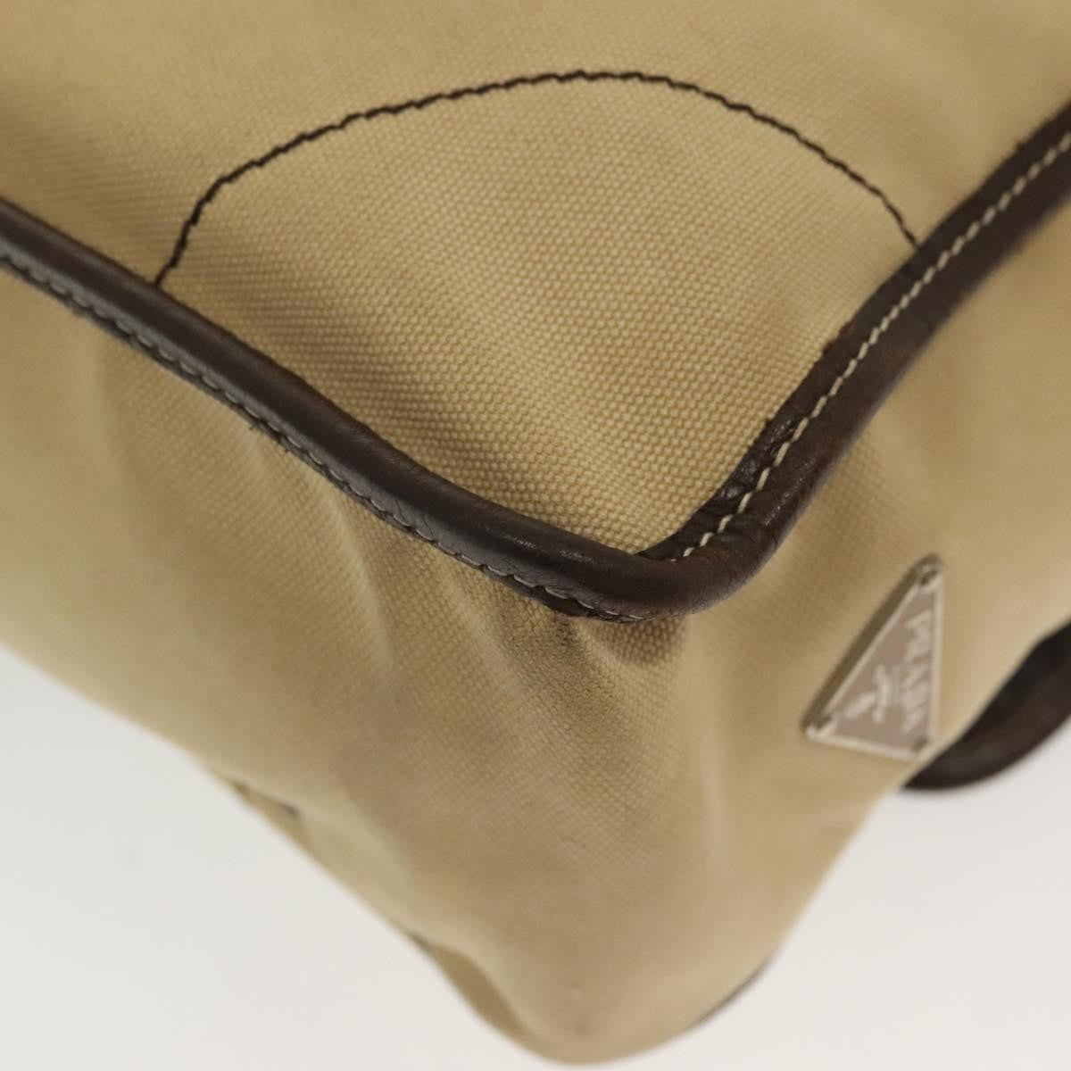 Prada Vintage Shoulder Bag Canvas Beige Canvas Shoulder Bag Bag (Pre-Owned)