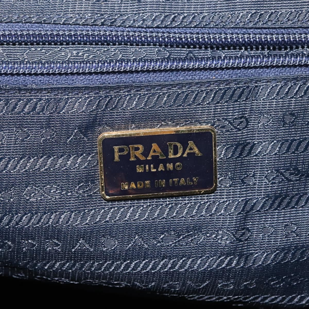 Prada Buckle Backpack Quilted Tessuto Navy Nylon Backpack Bag (Pre-Owned)
