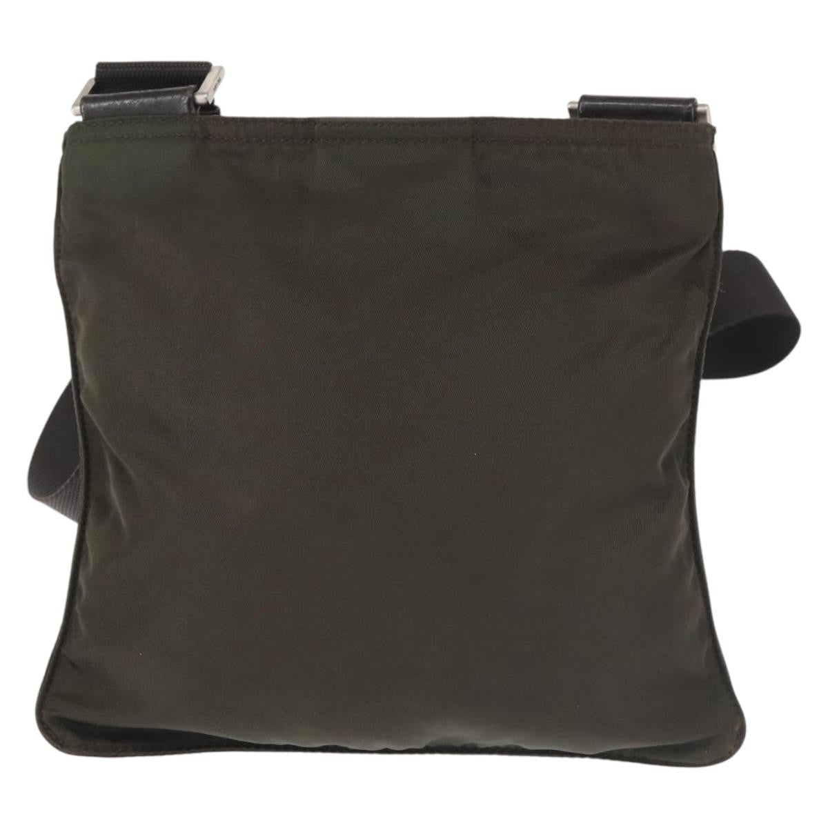 Prada Front Pocket Messenger Bag Tessuto Khaki Nylon Shoulder Bag Bag (Pre-Owned)