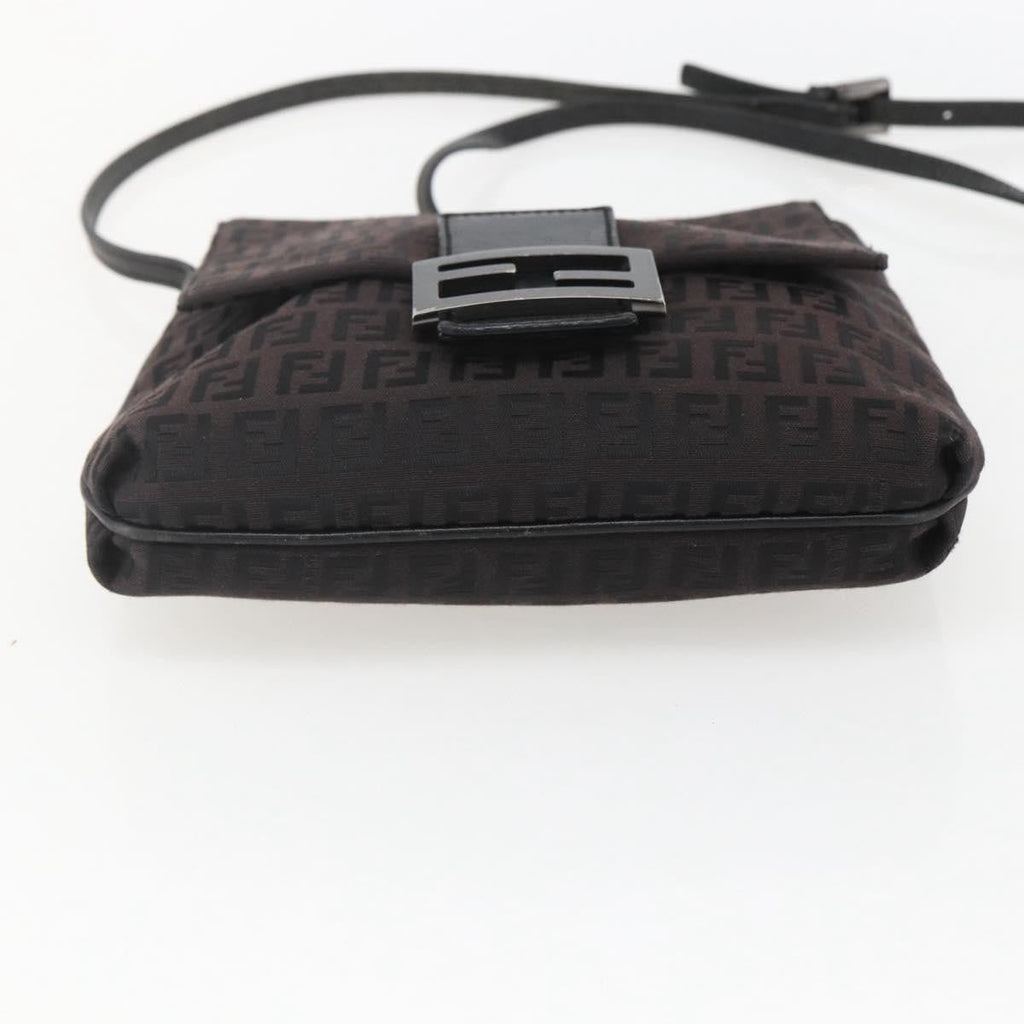 Fendi Vintage Flap Crossbody Bag Zucchino Canvas Brown Canvas Shoulder Bag Bag (Pre-Owned)