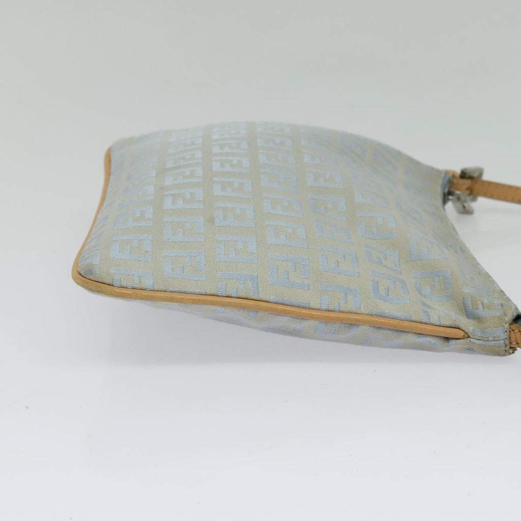 Fendi Vintage Flat Crossbody Bag Zucchino Canvas Blue Canvas Shoulder Bag Bag (Pre-Owned)