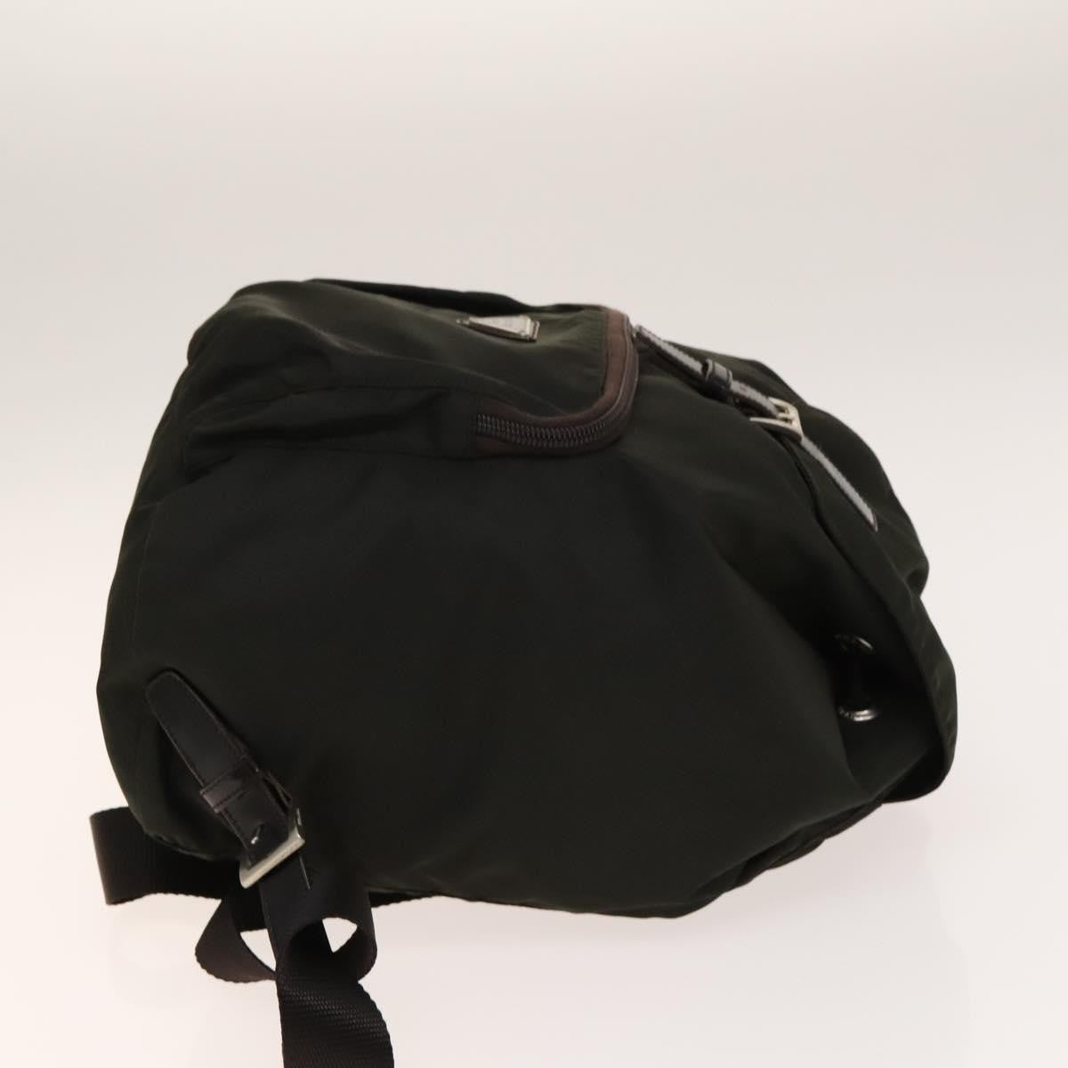 Prada Front Pocket Buckle Backpack Nylon Khaki Nylon Backpack Bag (Pre-Owned)