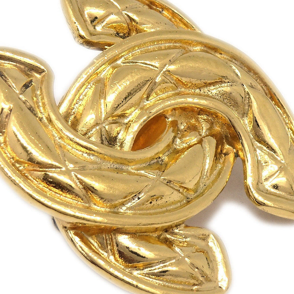 Chanel Cc Clip-On Earrings Quilted Metal Gold Gold_Plated Earrings Jewelry (Pre-Owned)