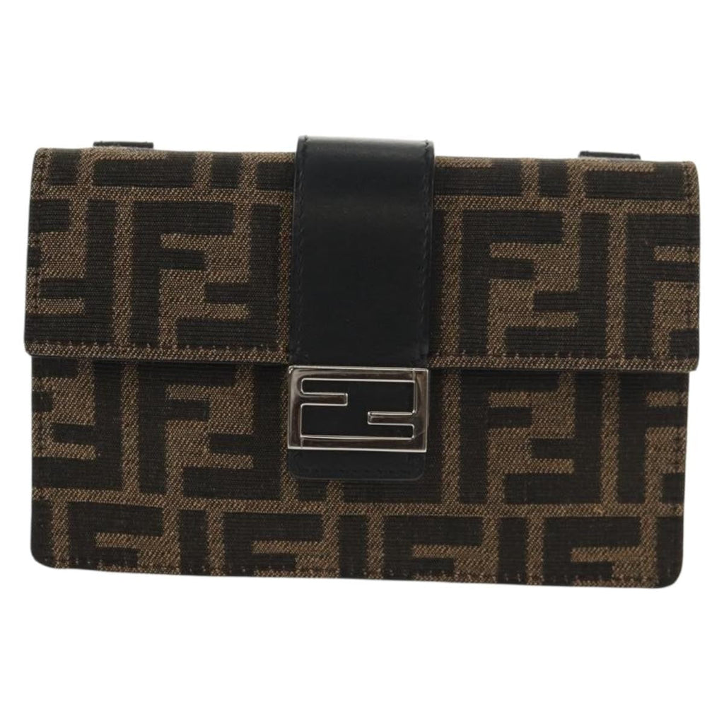 Fendi Baguette Convertible Belt Bag Zucca Canvas Black Canvas Bag (Pre-Owned)
