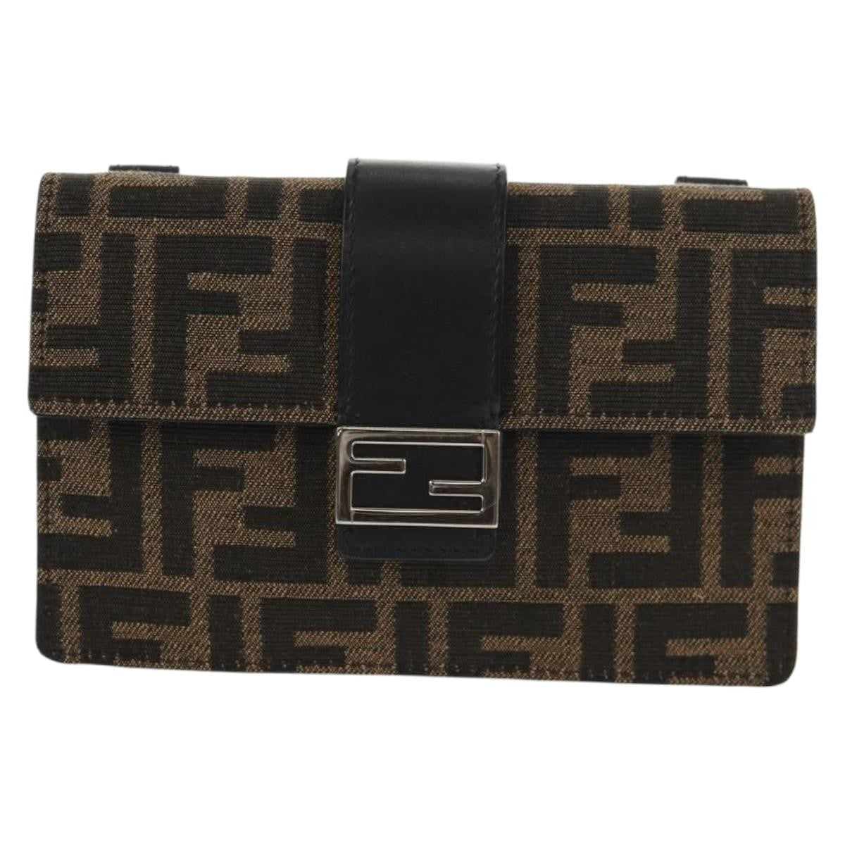 Fendi Baguette Convertible Belt Bag Zucca Canvas Black Canvas Bag (Pre-Owned)