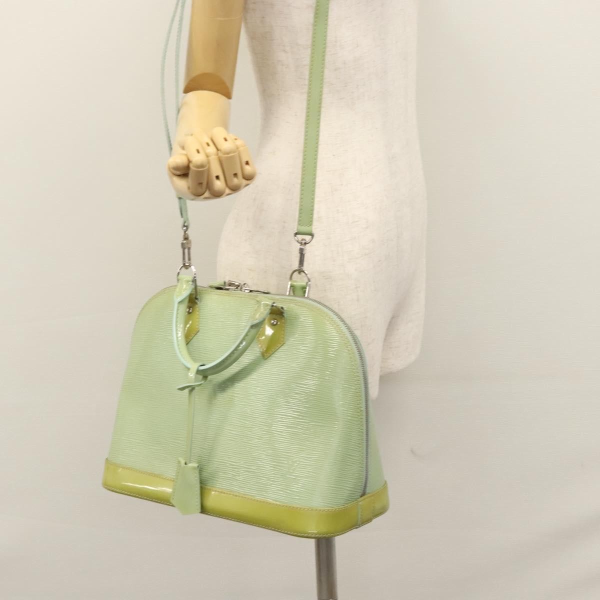 Louis Vuitton Alma Handbag Electric Epi Leather Green Patent_Leather Handbag (Pre-Owned)