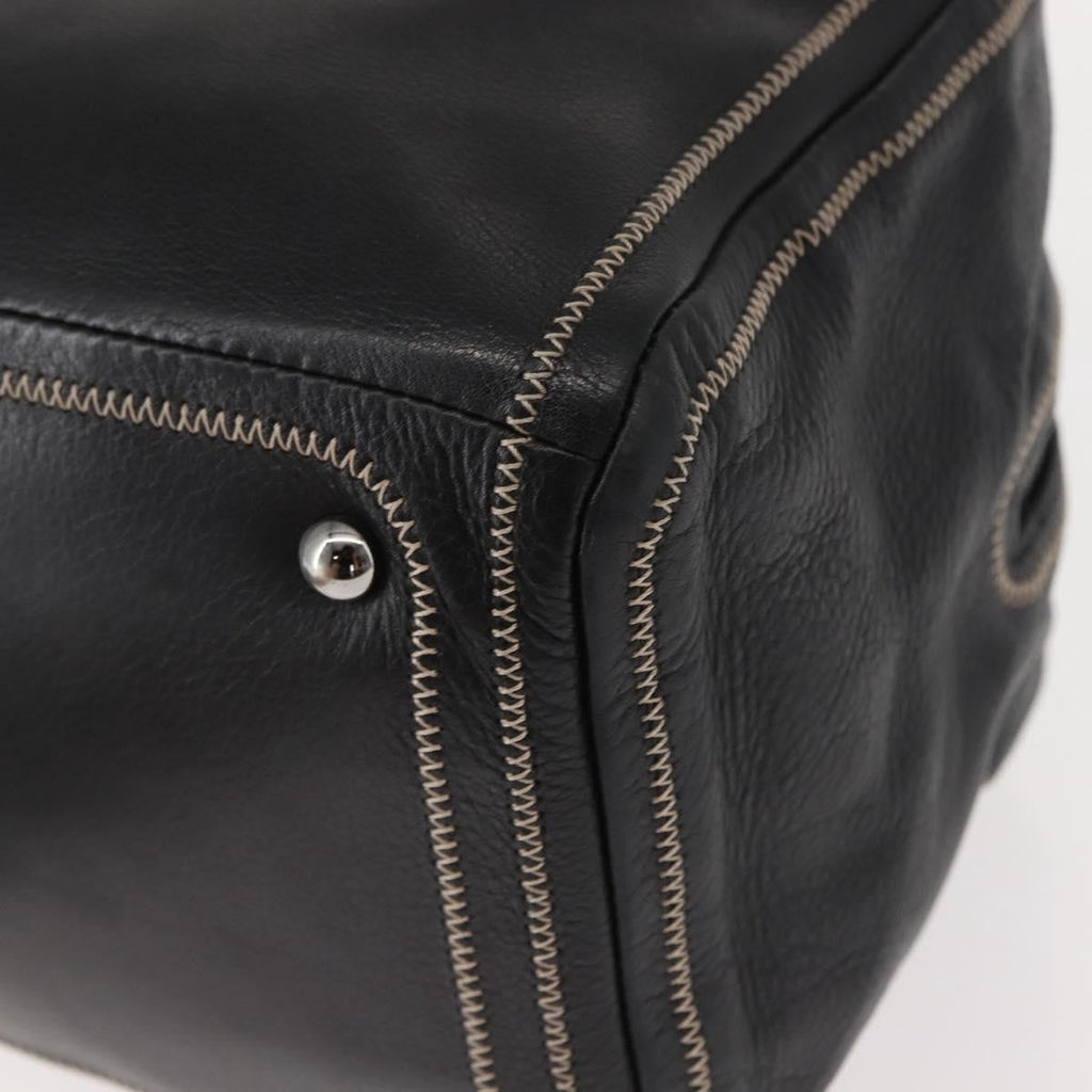 Chanel Cc Bowler Quilted Caviar Black Leather Handbag (Pre-Owned)