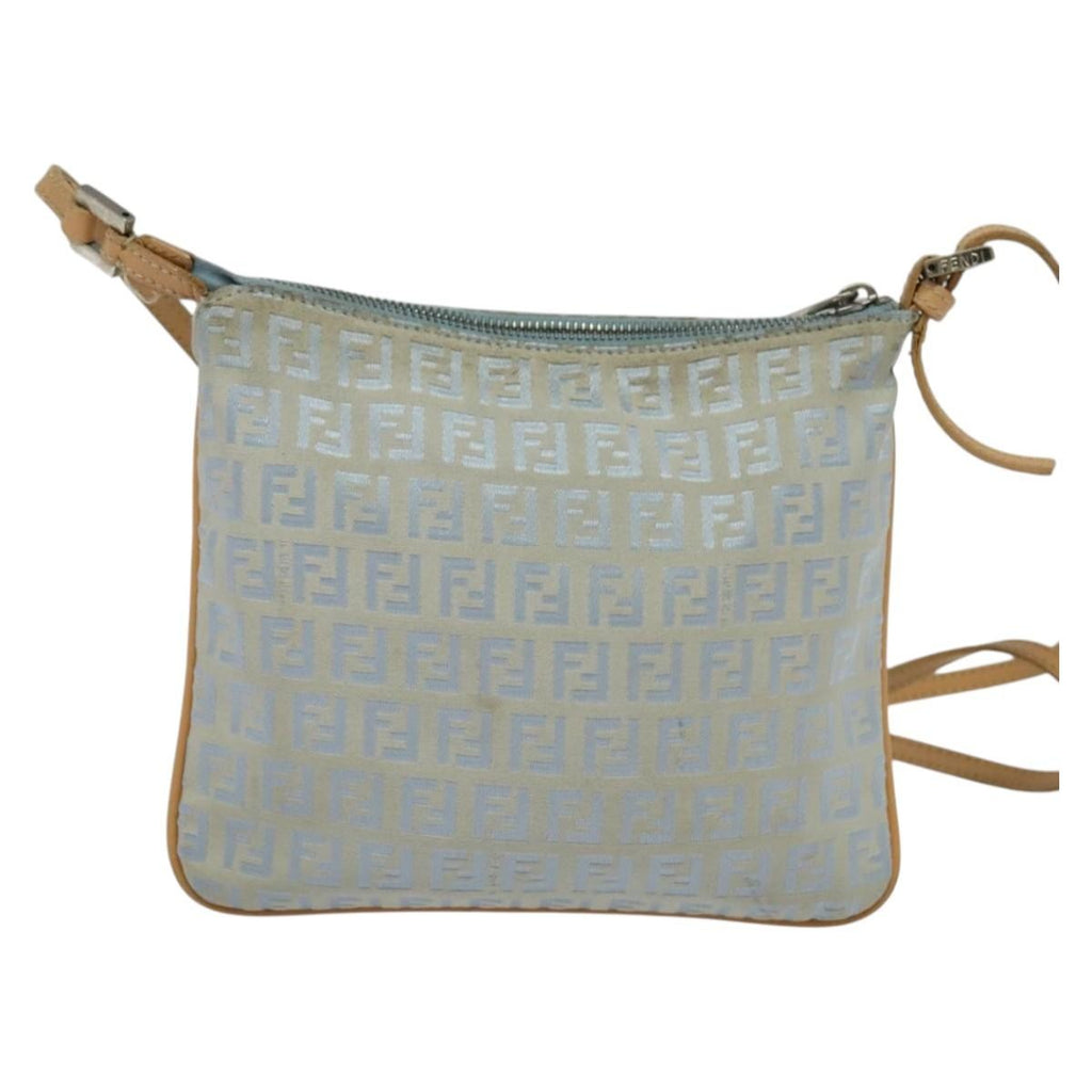 Fendi Vintage Flat Crossbody Bag Zucchino Canvas Blue Canvas Shoulder Bag Bag (Pre-Owned)