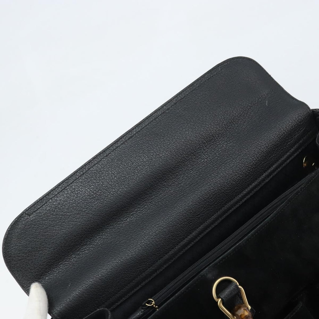 Gucci Bamboo Tote Bag Suede Black Suede Tote Bag Bag (Pre-Owned)