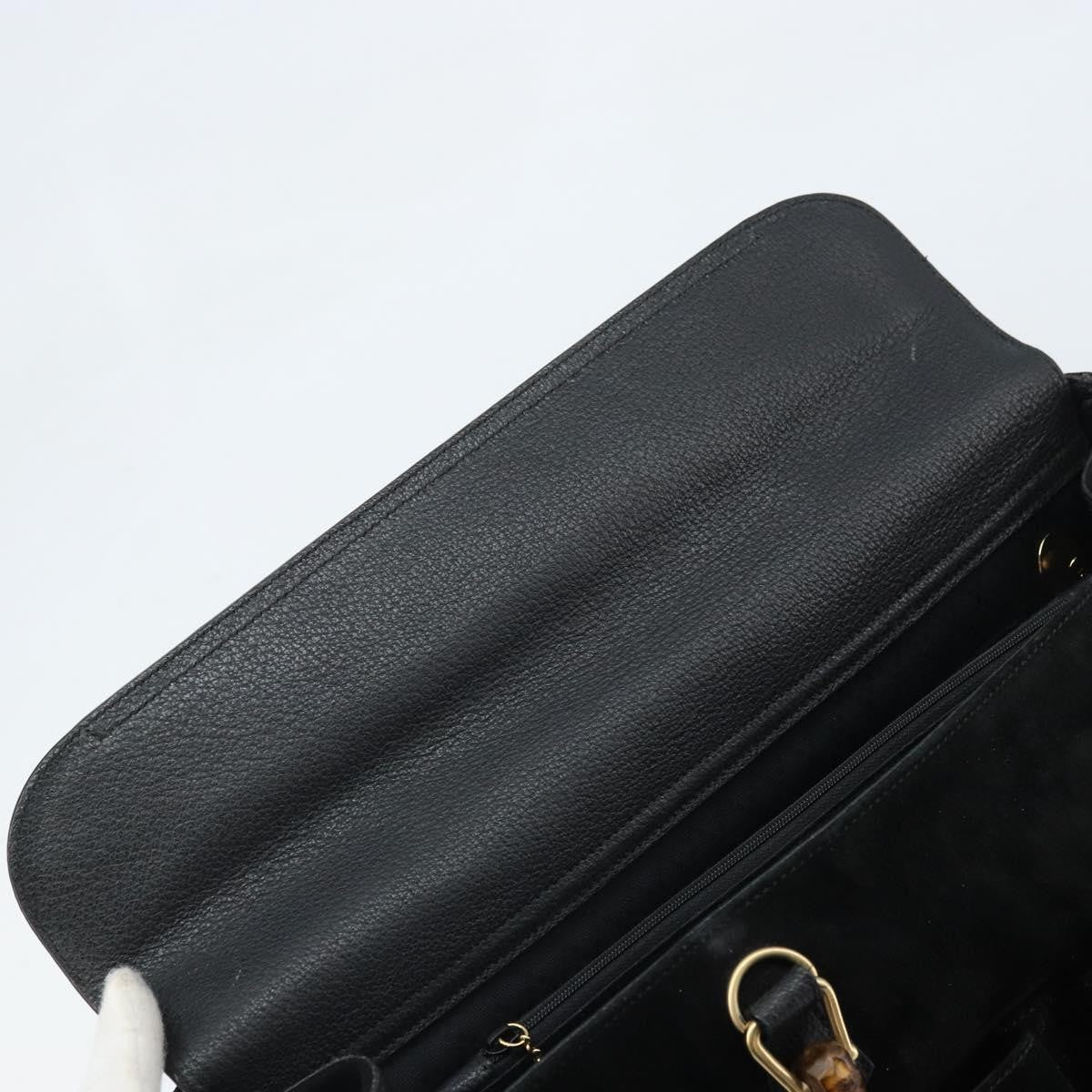 Gucci Bamboo Tote Bag Suede Black Suede Tote Bag Bag (Pre-Owned)
