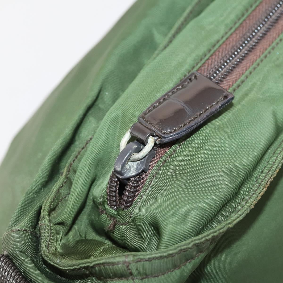 Prada Zip Top Messenger Bag Tessuto Khaki Nylon Shoulder Bag Bag (Pre-Owned)
