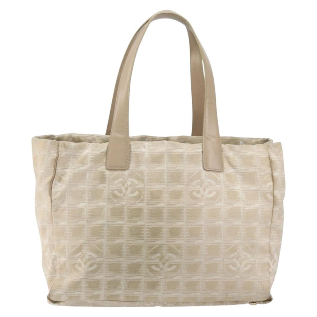 Chanel Travel Line Tote Nylon Beige Nylon Tote Bag Bag (Pre-Owned)