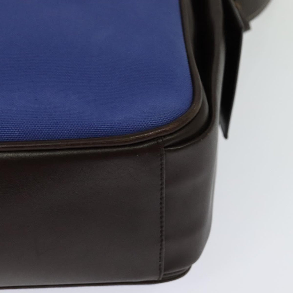 Prada Impunturato Buckle Flap Messenger Bag Canvas Blue Canvas Shoulder Bag Bag (Pre-Owned)