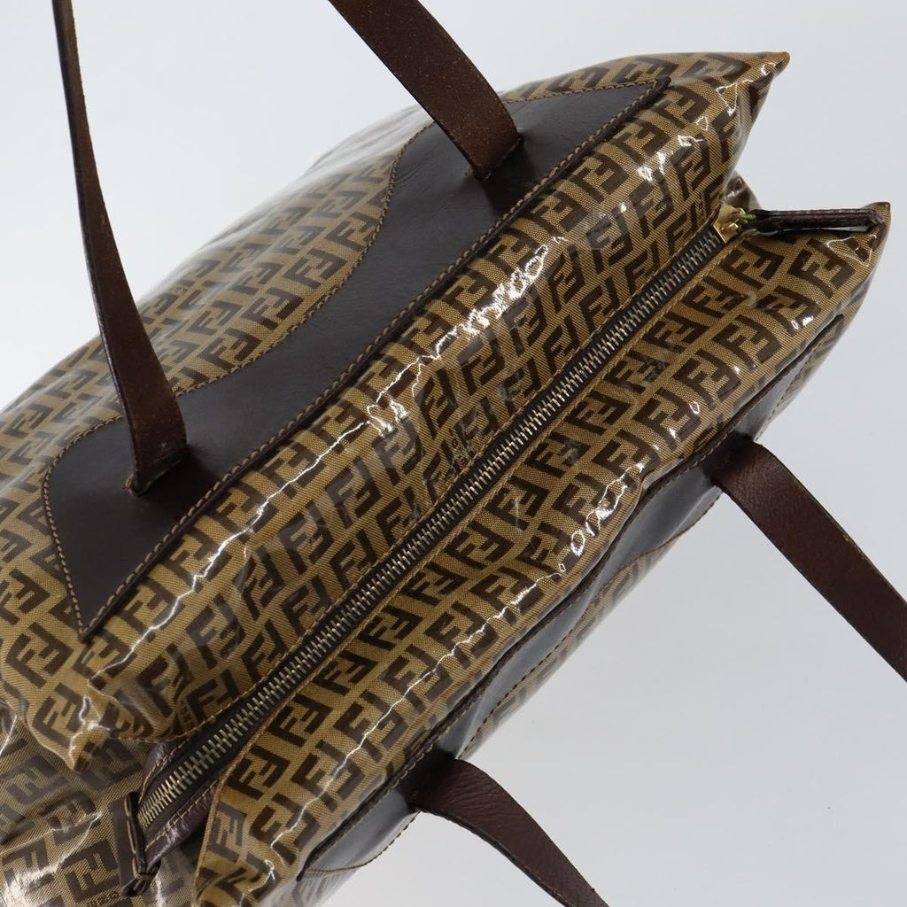 Fendi Zip Tote Canvas Beige Canvas Tote Bag Bag (Pre-Owned)