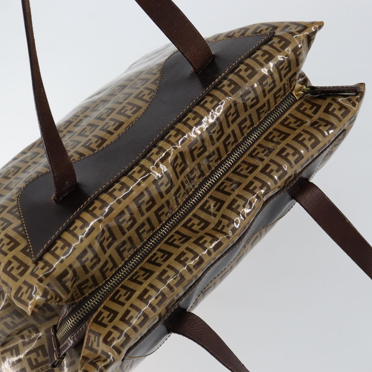 Fendi Zip Tote Canvas Beige Canvas Tote Bag Bag (Pre-Owned)