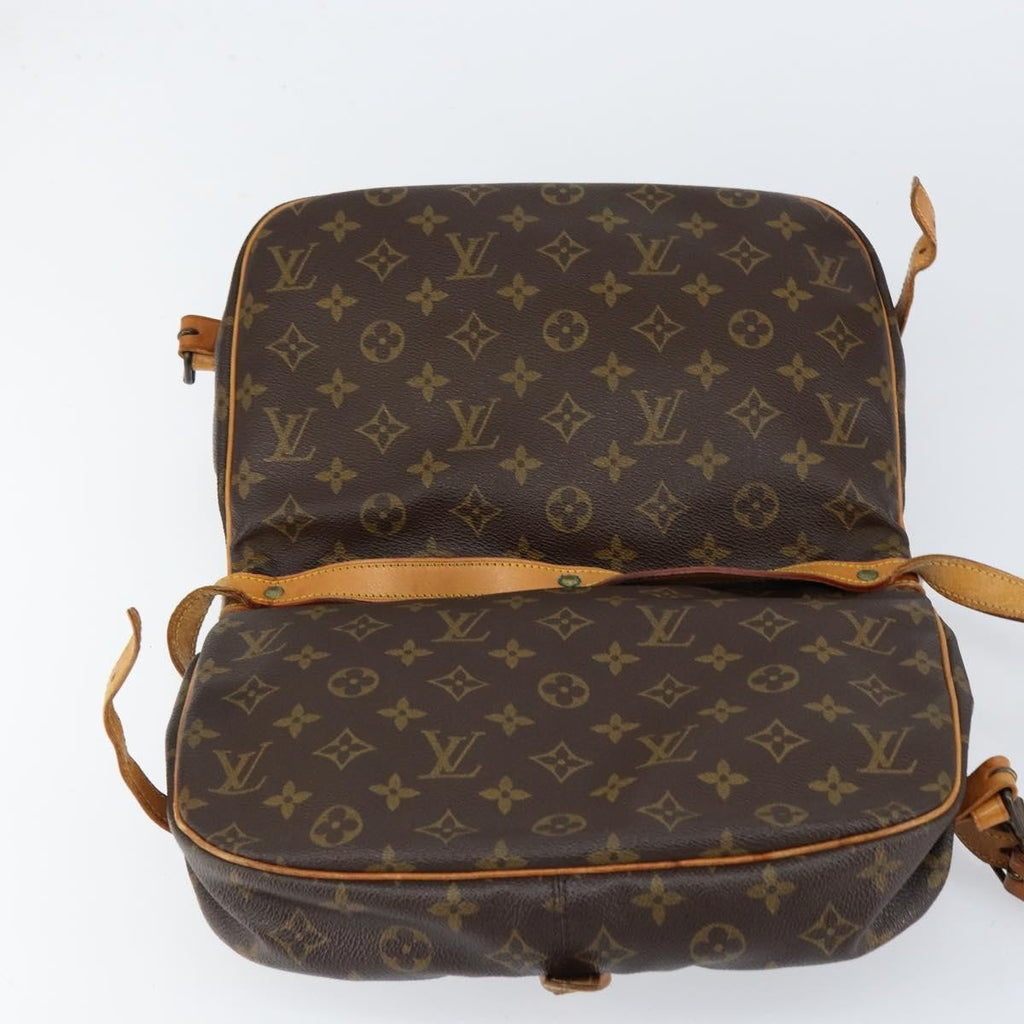 Louis Vuitton Saumur Handbag Monogram Canvas Brown Canvas Shoulder Bag Bag (Pre-Owned)